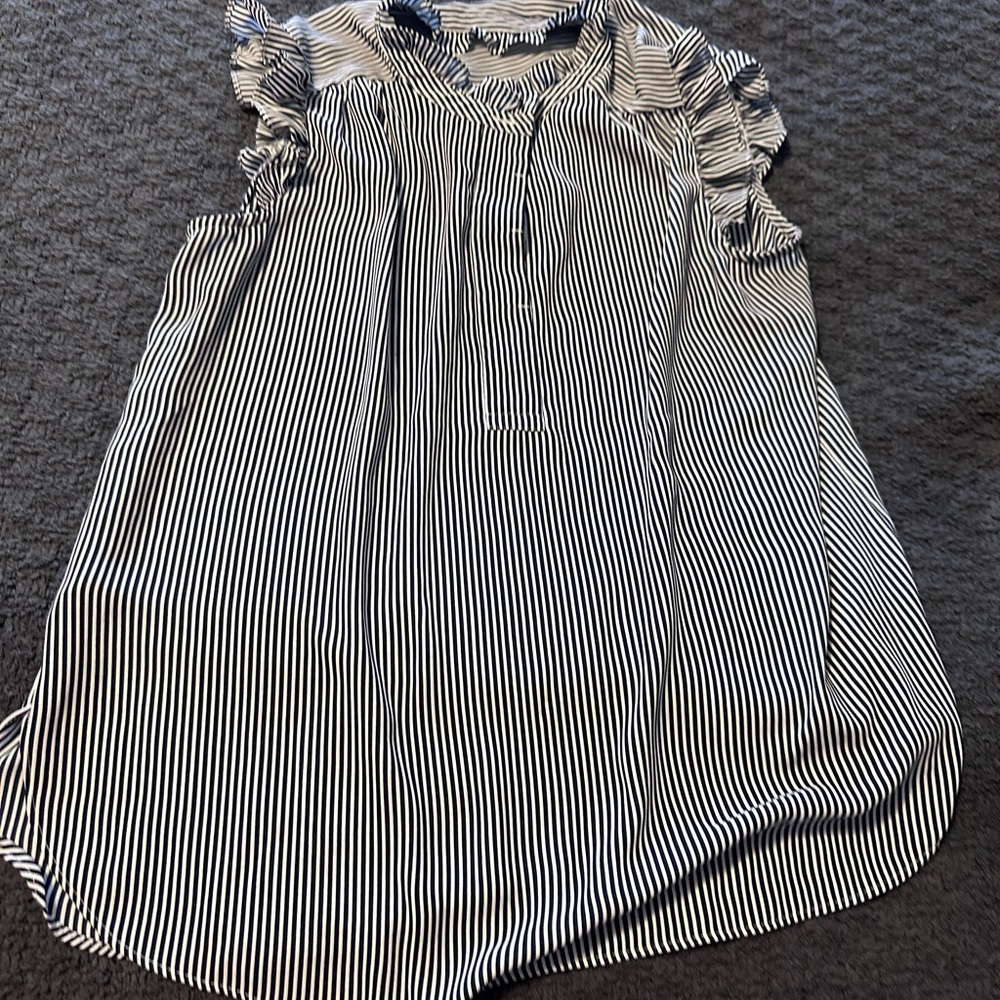 Loft navy and white stripe blouse